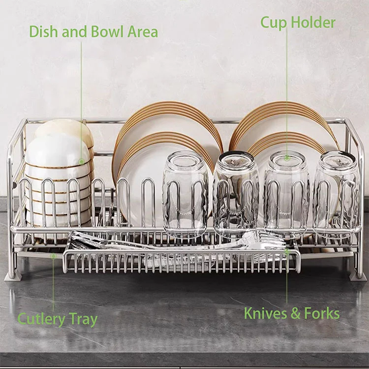 No Assembly Adjustable Stainless Steel Dish Rack